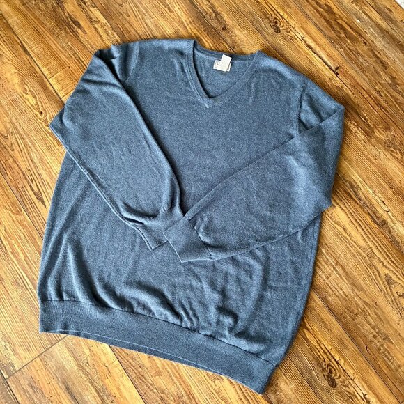 L.L. Bean Men’s Blue V-Neck Sweater – XXL Tall - Cashmere Blend - Picture 2 of 7